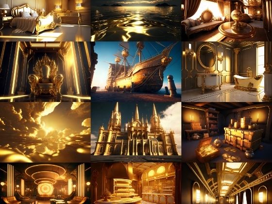 【超リアルな黄金郷系の背景】著作権フリーの高解像度画像（100枚）