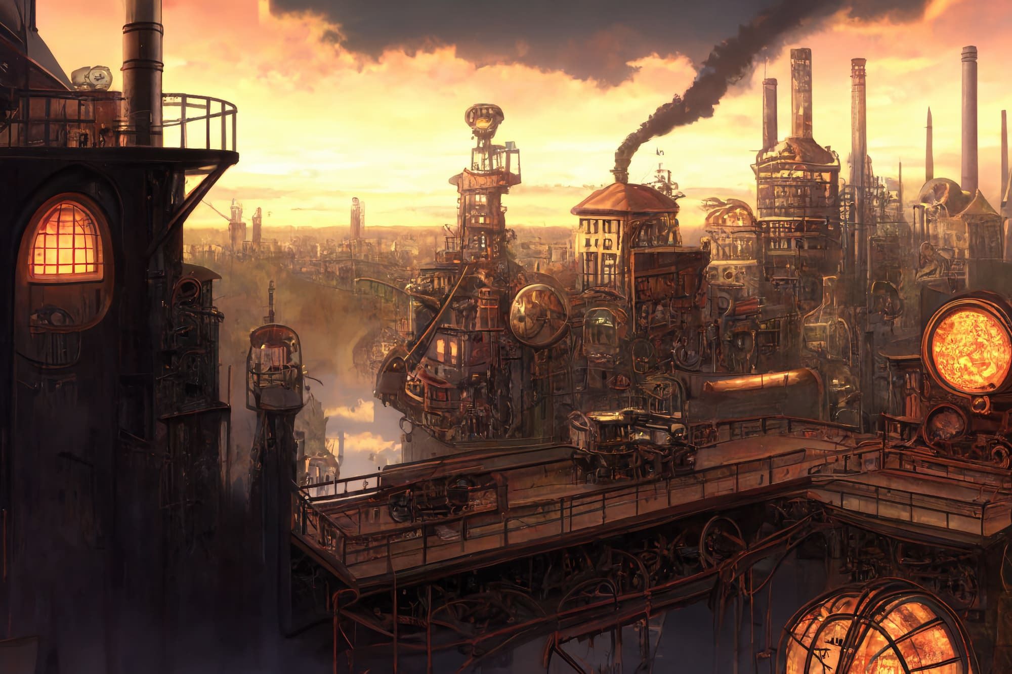 【アニメ映画スチームパンク背景】著作権フリーの高解像度画像（100枚）のサンプル画像 6