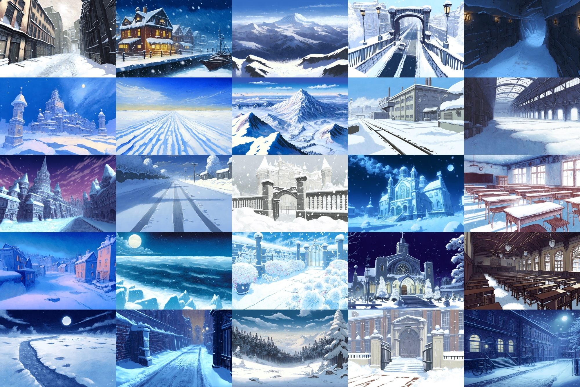 サンプル画像2:【アニメ映画風の雪国系の背景】著作権フリーの高解像度画像（100枚）(Game Material Store) [d_268072]