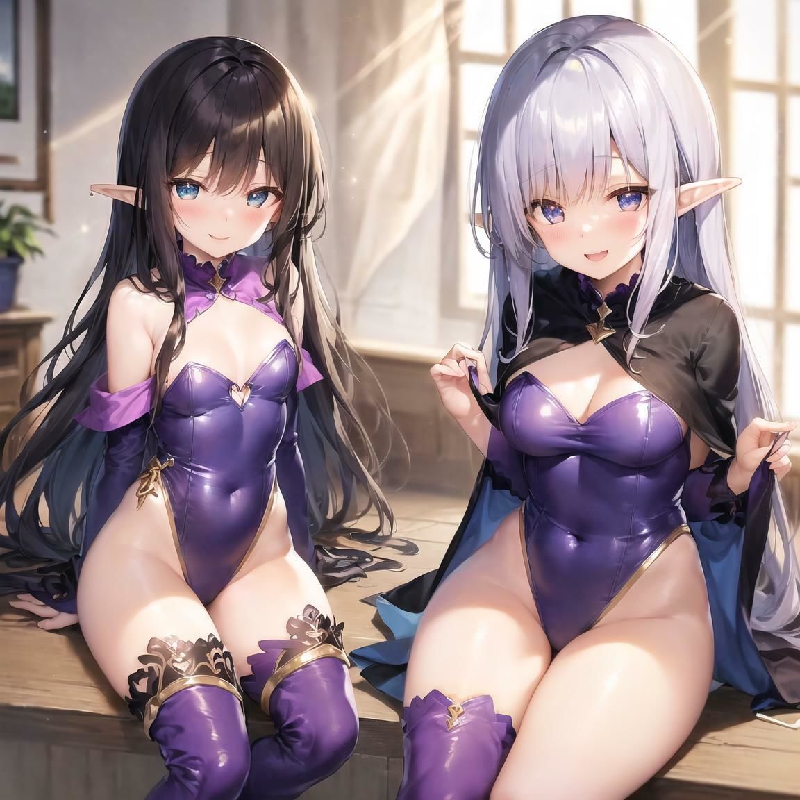 サンプル画像1:vol1.銀髪紫レオタードエルフちゃんまとめ(かずな屋) [d_268207]