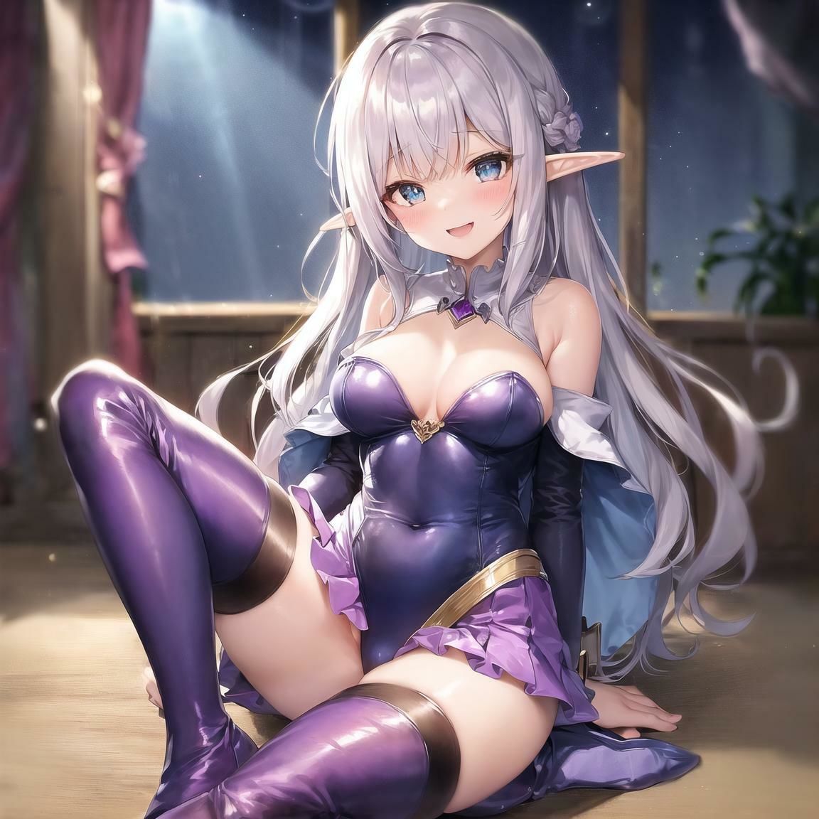 サンプル画像2:vol1.銀髪紫レオタードエルフちゃんまとめ(かずな屋) [d_268207]