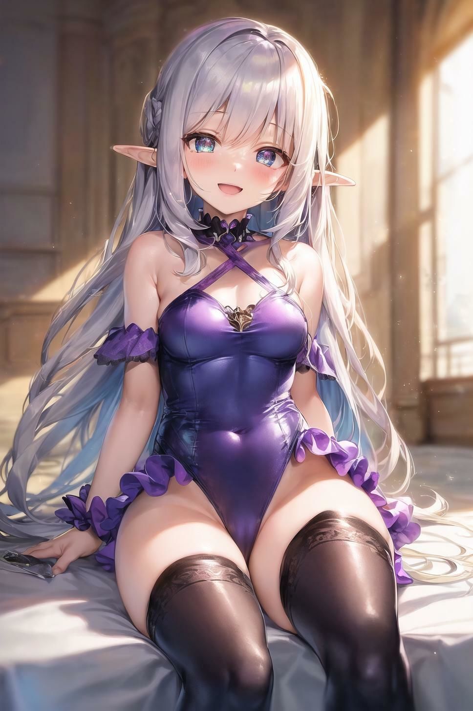 vol1.銀髪紫レオタードエルフちゃんまとめ