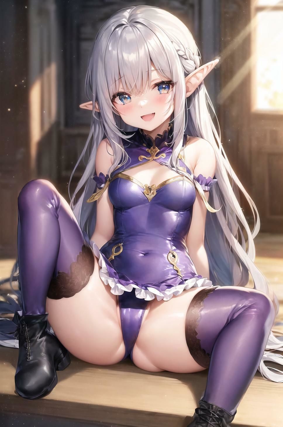 vol1.銀髪紫レオタードエルフちゃんまとめ