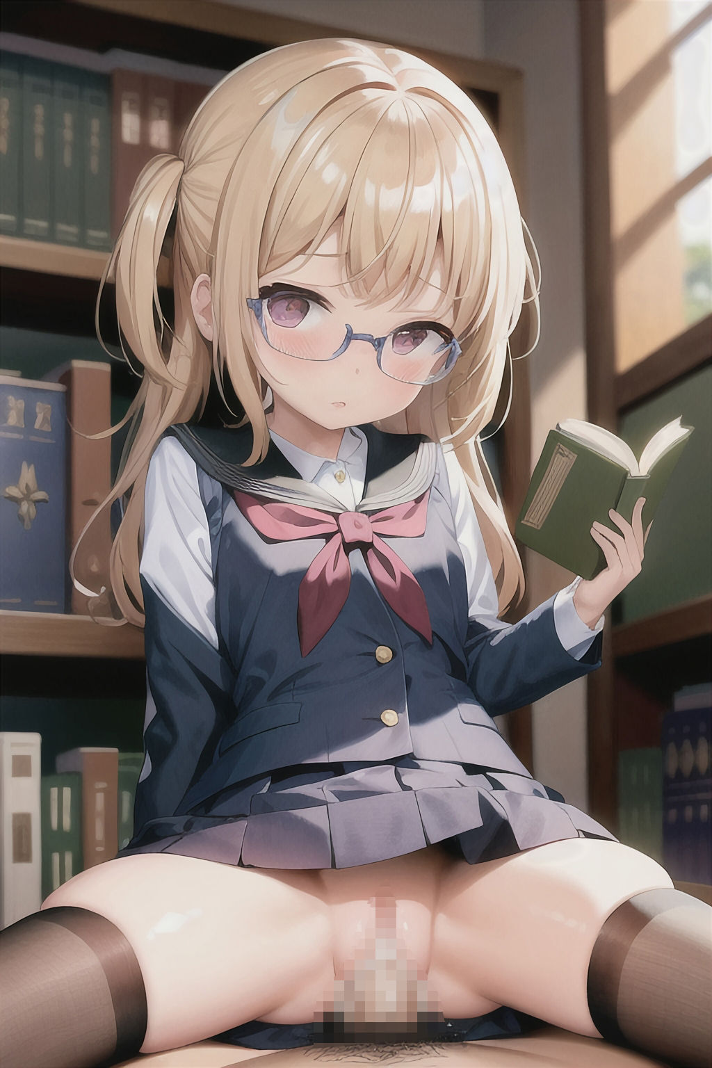 サンプル画像1:図書館ではお静かに！(ジャングルジム) [d_268689]