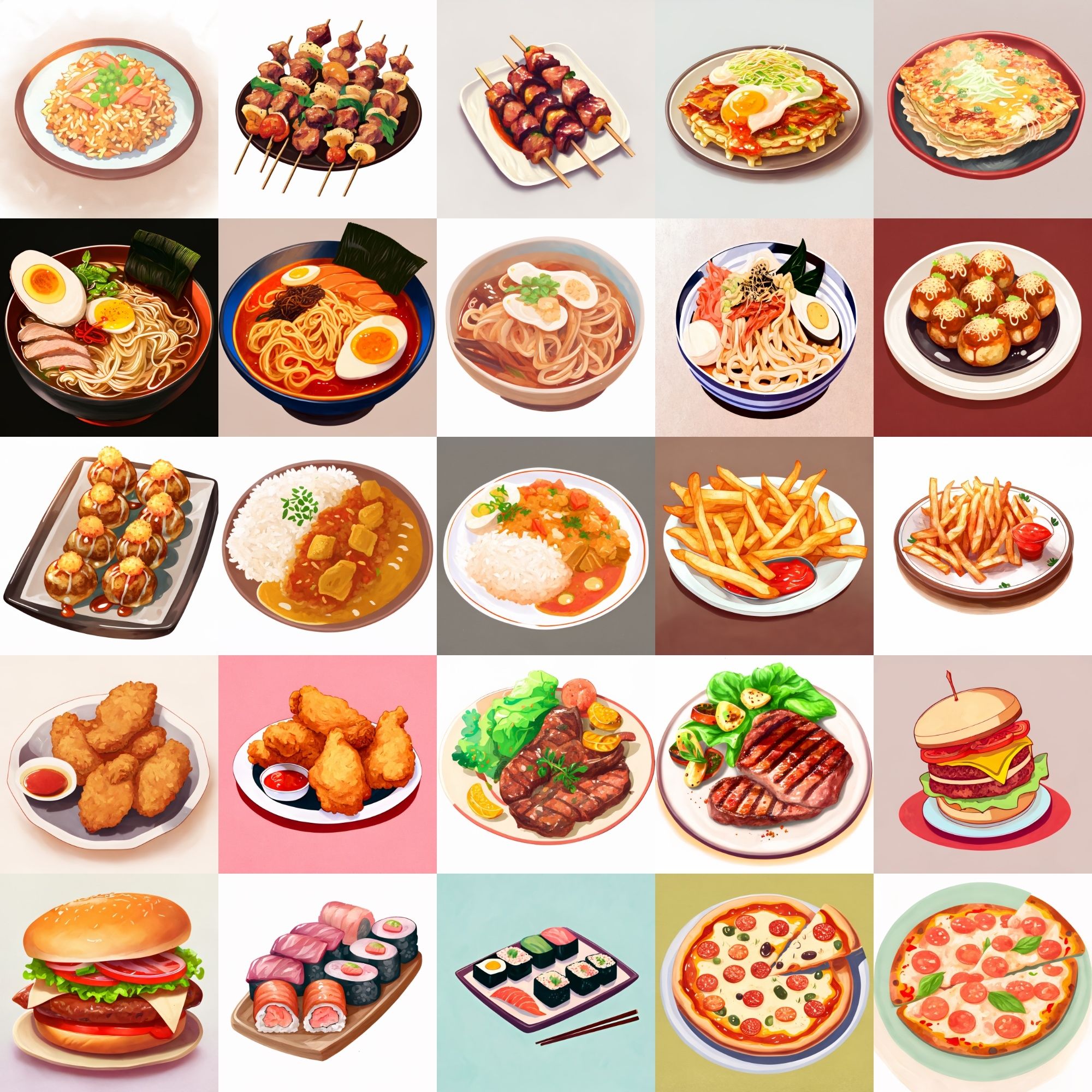 サンプル画像1:【色々な食べ物のイラスト】著作権フリーの高解像度画像（100枚）(Game Material Store) [d_268979]