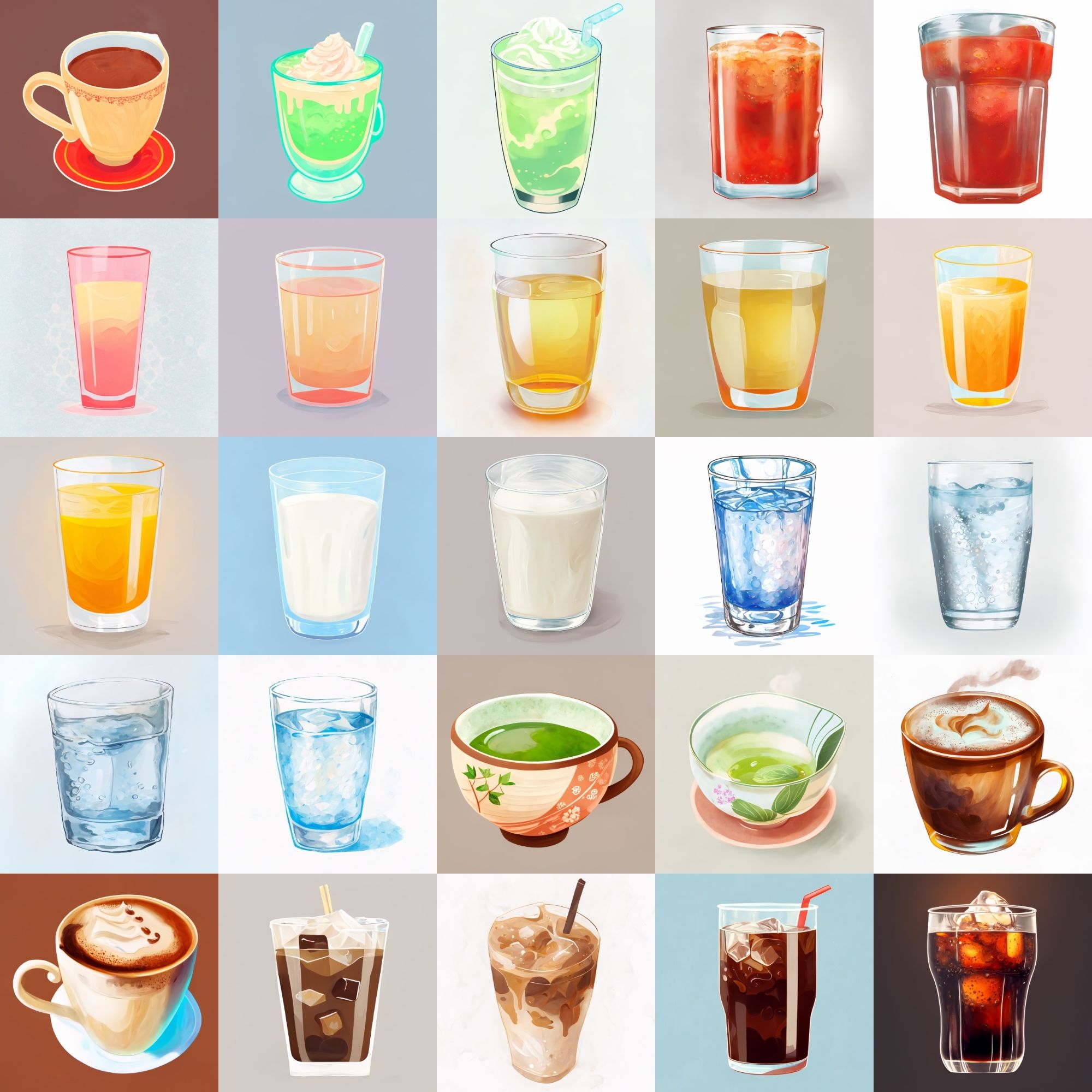 サンプル画像1:【色々な飲み物のイラスト】著作権フリーの高解像度画像（100枚）(Game Material Store) [d_269831]