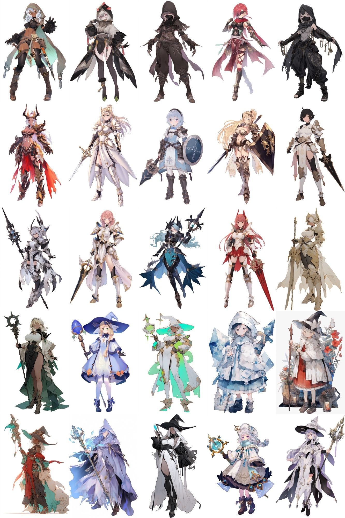 サンプル画像1:【女キャラ全身立ち絵ジョブ別1】著作権フリーの高解像度素材（100枚）(Game Material Store) [d_269942]