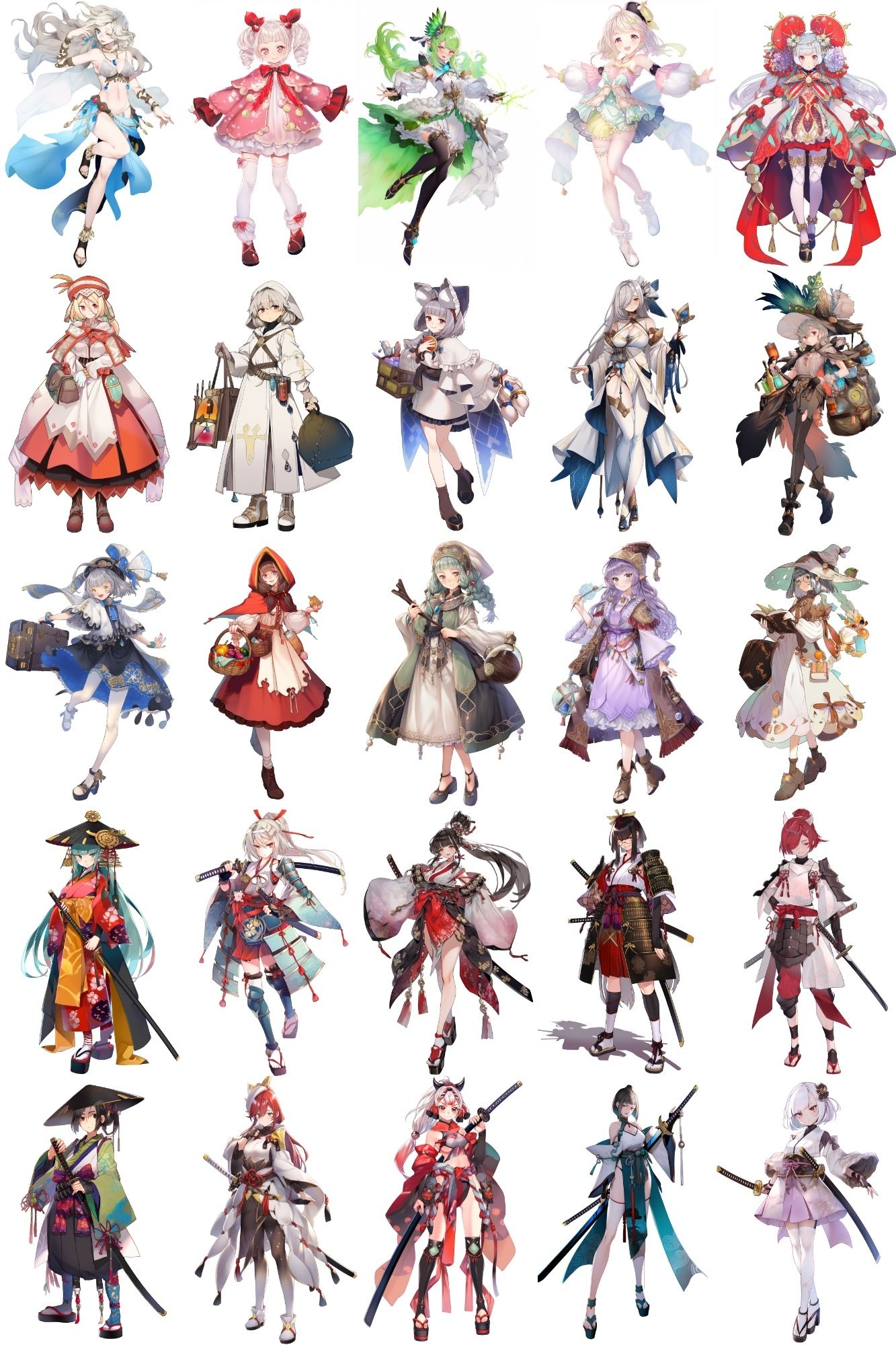 サンプル画像3:【女キャラ全身立ち絵ジョブ別1】著作権フリーの高解像度素材（100枚）(Game Material Store) [d_269942]