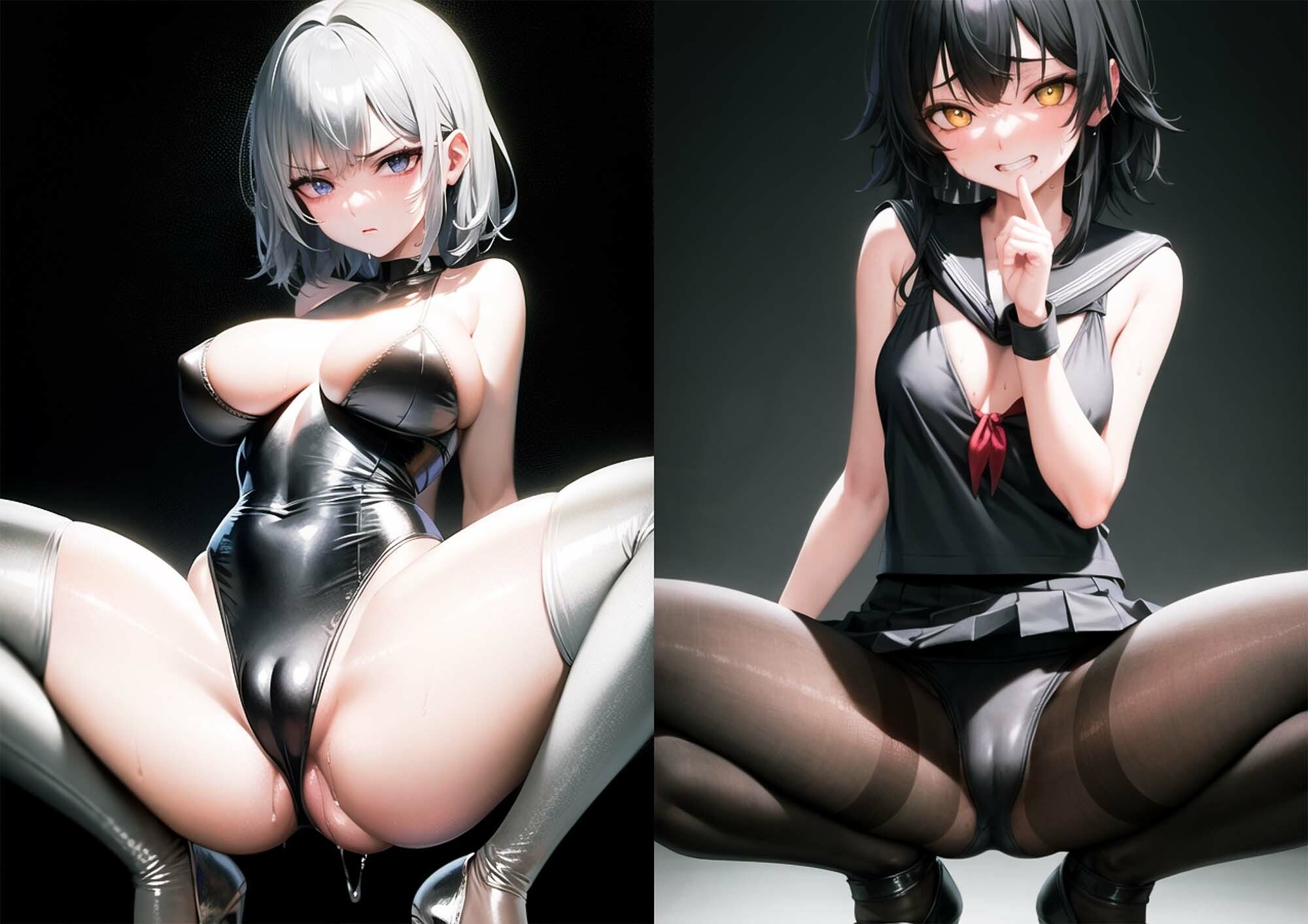 サンプル画像2:パンストスク水エロ蹲踞3(AI美女編集部) [d_270611]