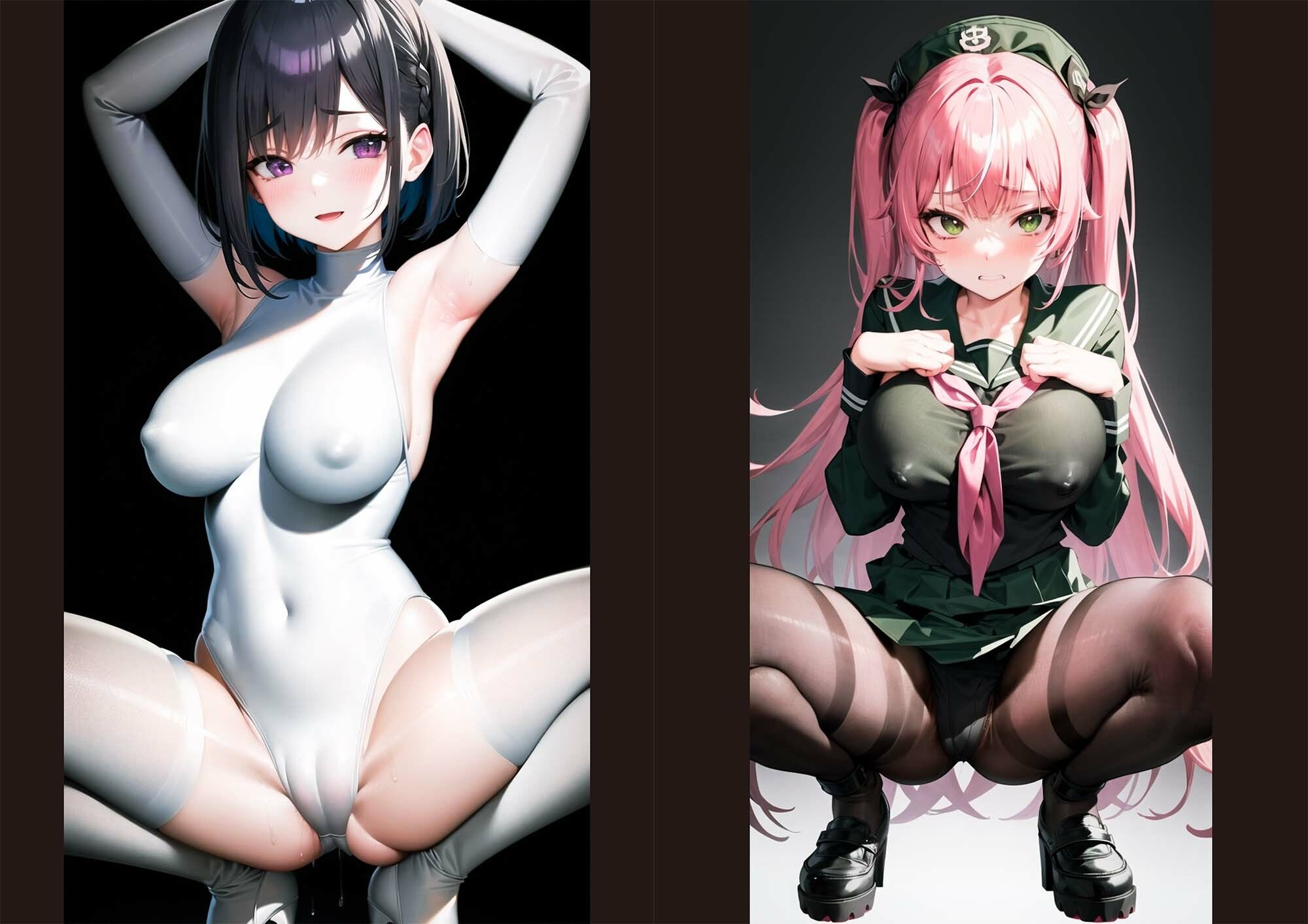 サンプル画像1:パンストスク水エロ蹲踞4(AI美女編集部) [d_270614]