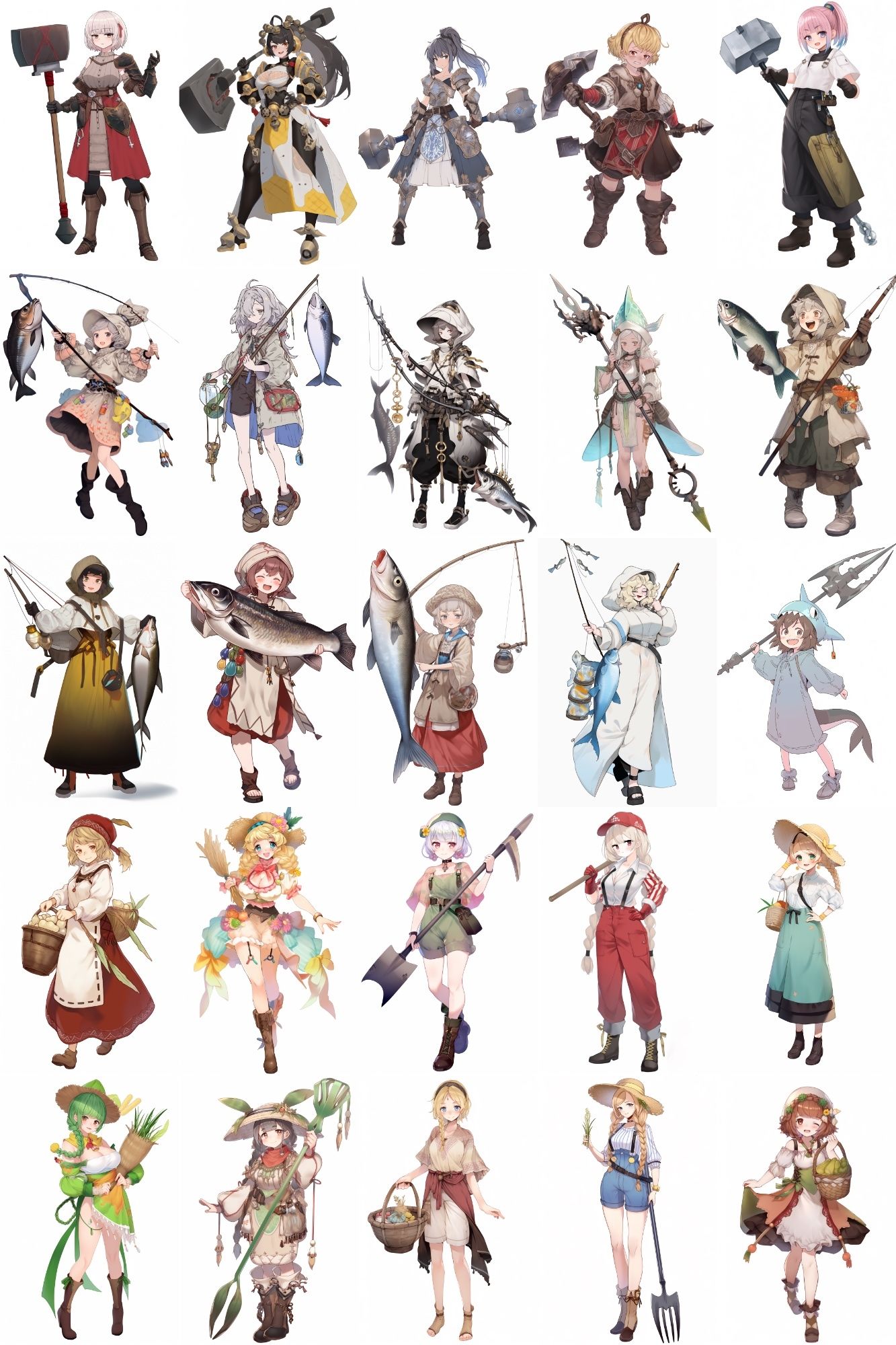 サンプル画像1:【女キャラ全身立ち絵ジョブ別3】著作権フリーの高解像度素材（100枚）(Game Material Store) [d_271856]