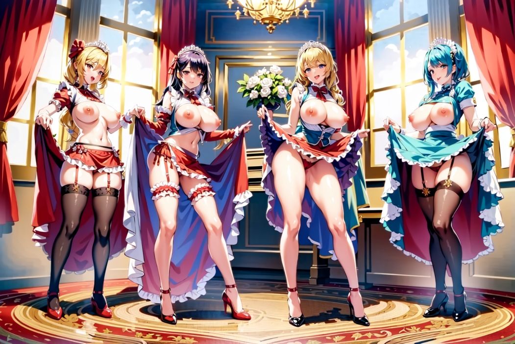 サンプル画像1:スカートたくし上げイラスト集 メイド4人編（drer）(eagle production) [d_271944]