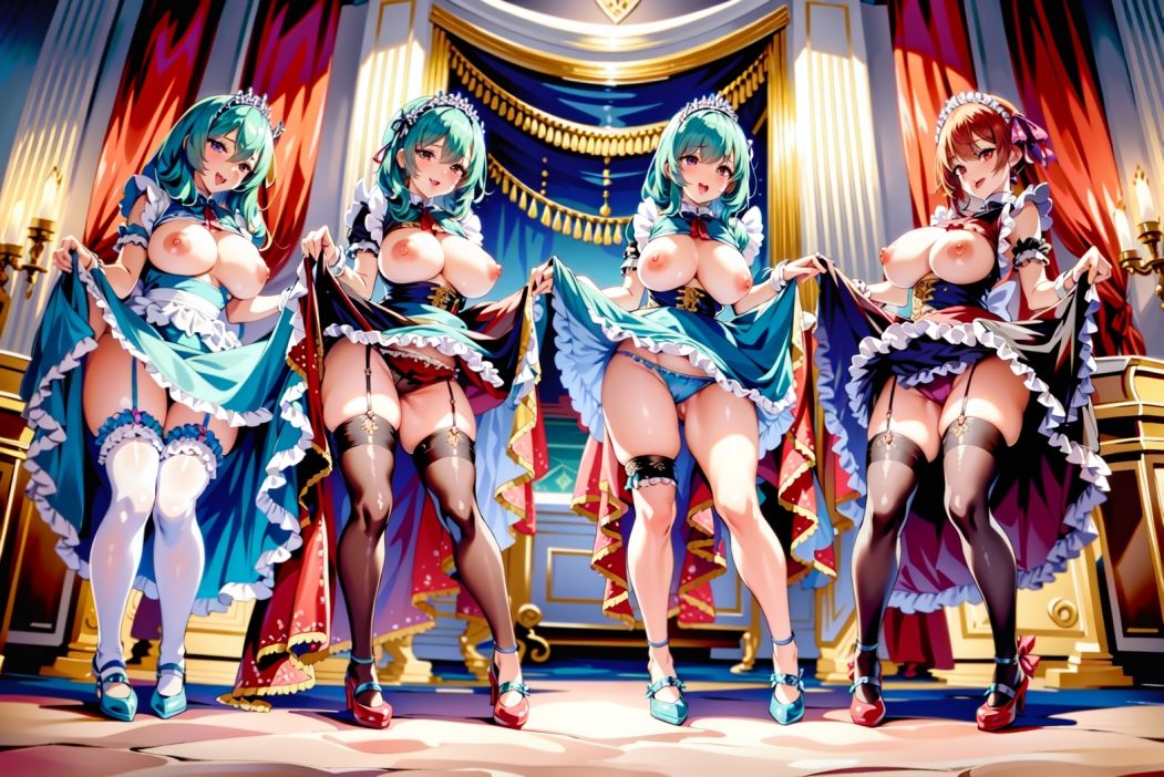 サンプル画像2:スカートたくし上げイラスト集 メイド4人編（drer）(eagle production) [d_271944]