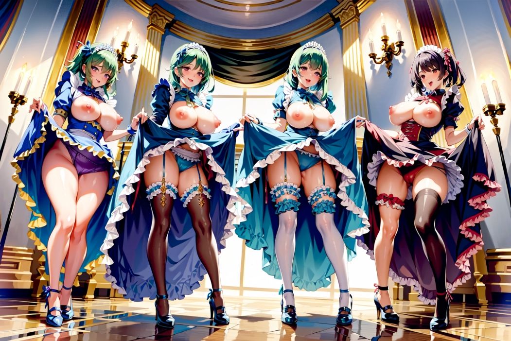 サンプル画像3:スカートたくし上げイラスト集 メイド4人編（drer）(eagle production) [d_271944]