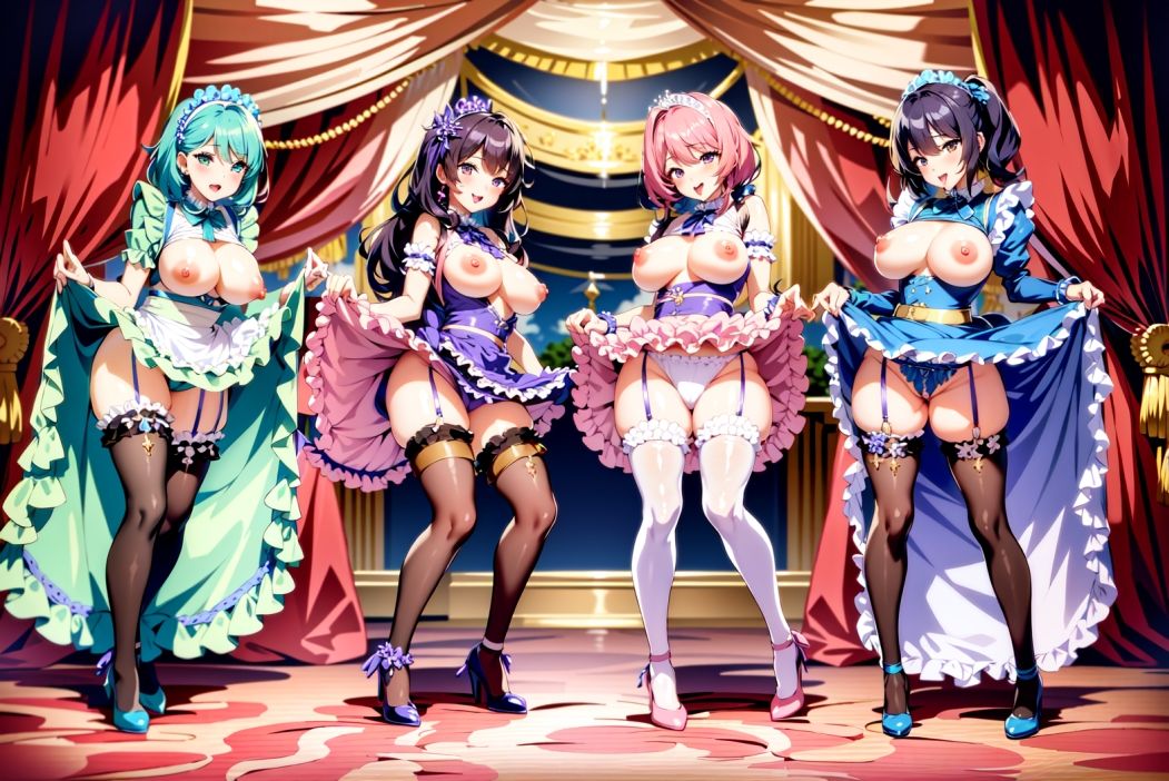 サンプル画像4:スカートたくし上げイラスト集 メイド4人編（drer）(eagle production) [d_271944]