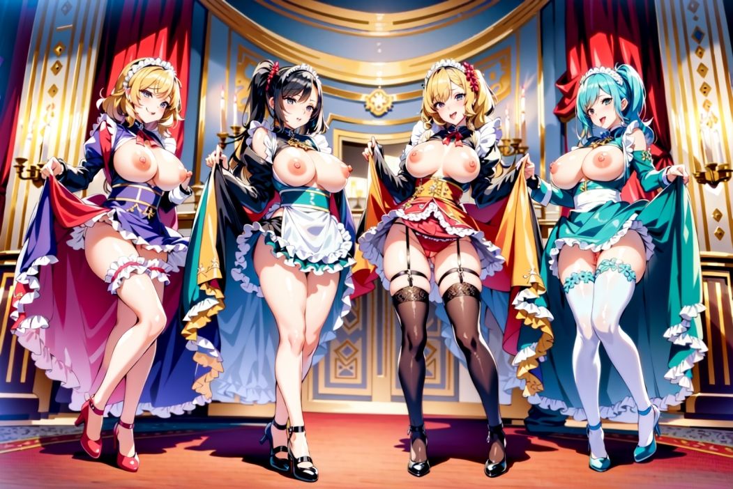 サンプル画像5:スカートたくし上げイラスト集 メイド4人編（drer）(eagle production) [d_271944]