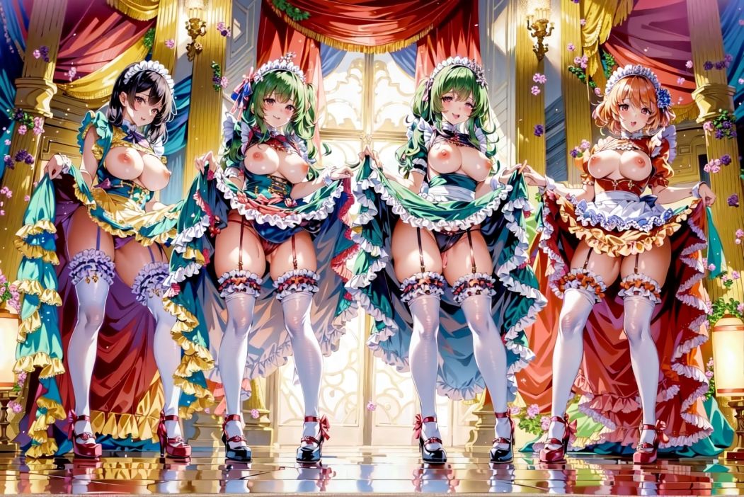 サンプル画像1:スカートたくし上げ美麗イラスト集 メイド4人編（brdreeb）(eagle production) [d_272059]