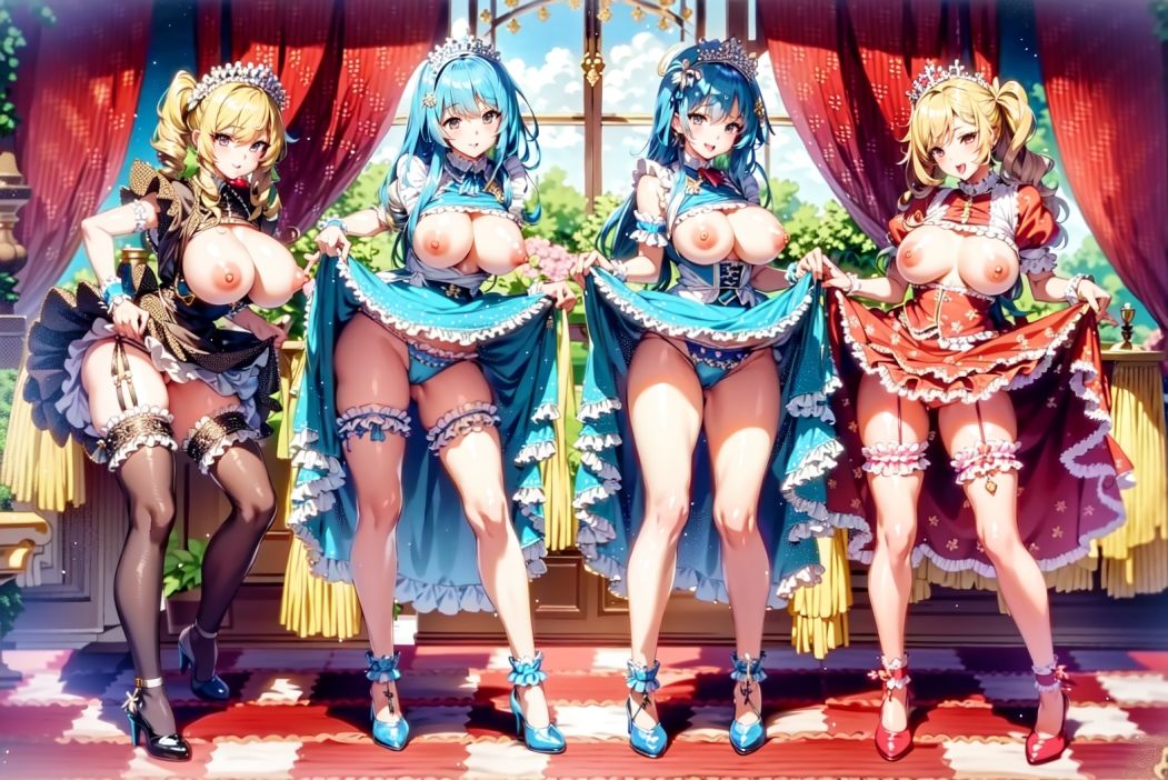 サンプル画像4:スカートたくし上げ美麗イラスト集 メイド4人編（brdreeb）(eagle production) [d_272059]