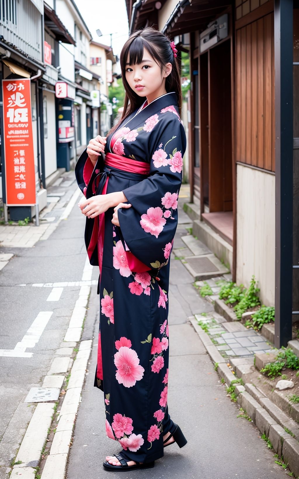 サンプル画像4:彩り着物の街角美人 111枚 ［AI美人写真集］(AI世界出版社) [d_272106]