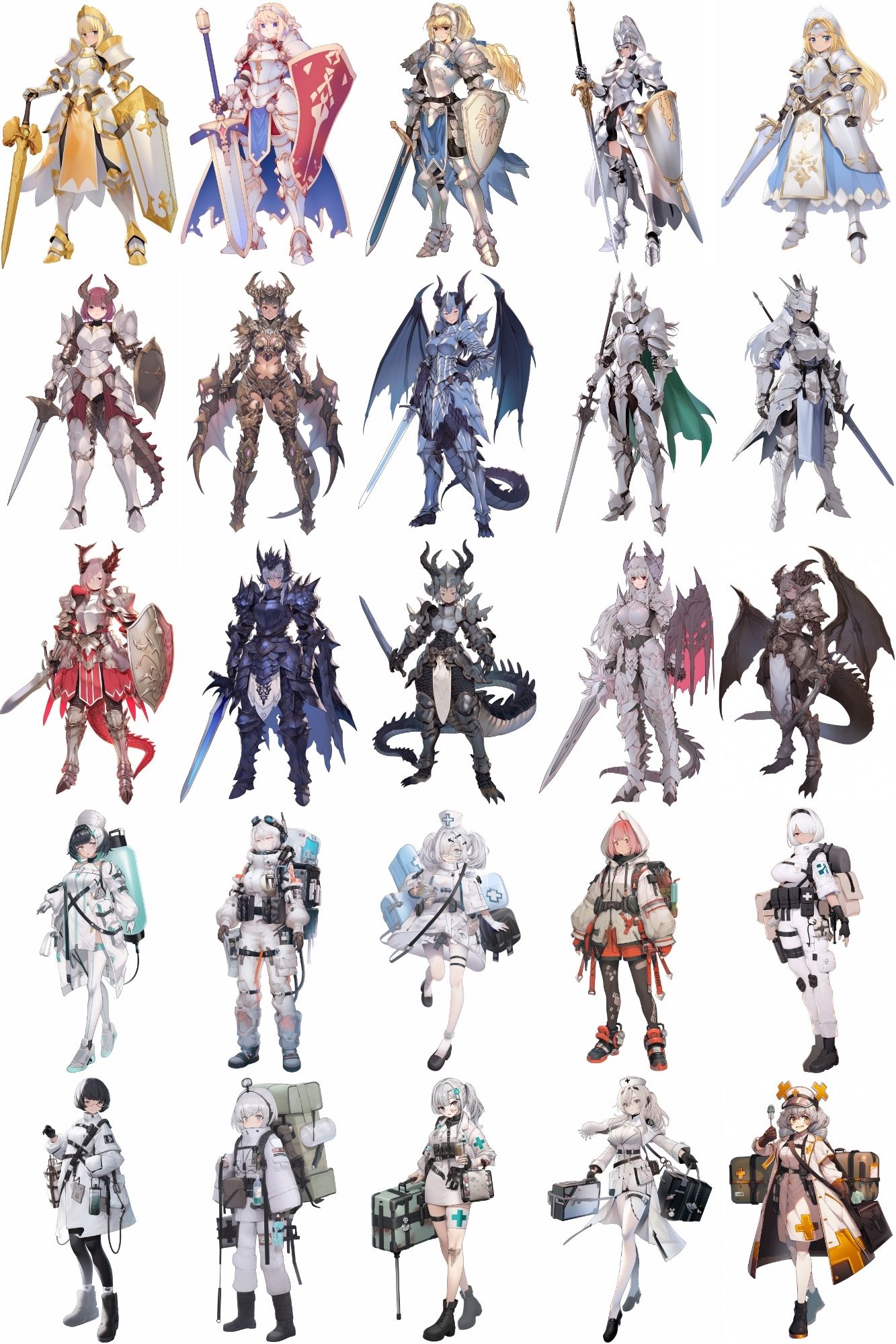 サンプル画像3:【女キャラ全身立ち絵ジョブ別4】著作権フリーの高解像度素材（100枚）(Game Material Store) [d_272982]