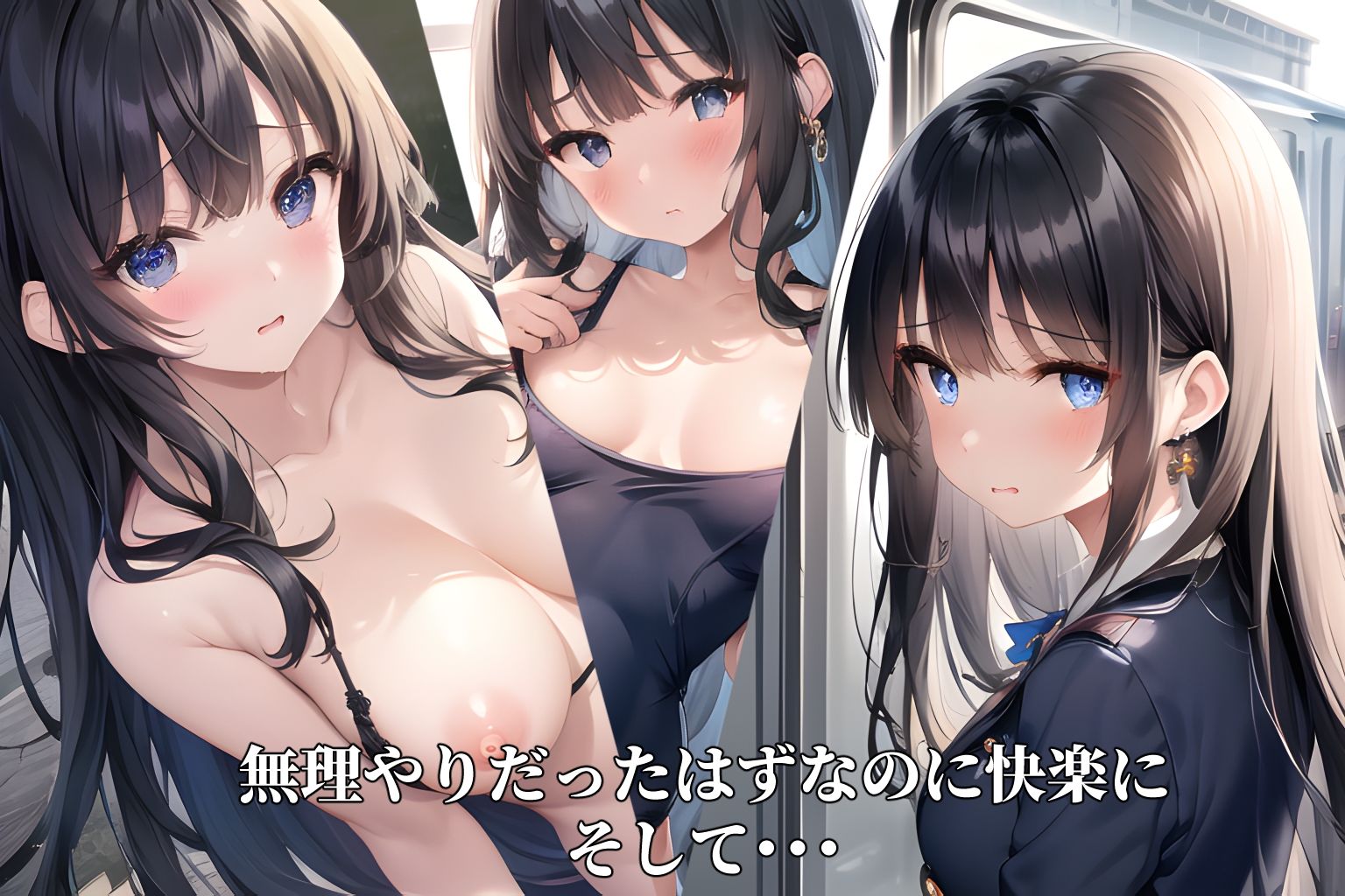 サンプル画像1:電車で見つけた女子校生を脅して中出ししまくる2(半自動生成) [d_272993]