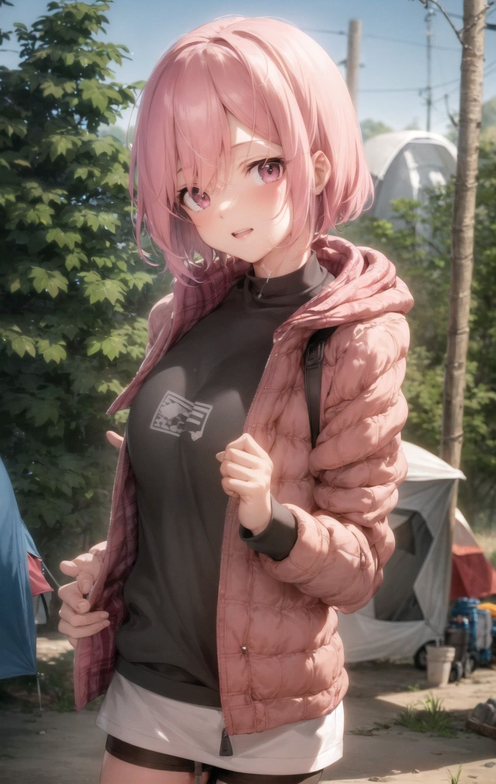 サンプル画像2:お股ゆるキャン△狙われ易い天然ピンク髪ソロキャンプ(ピンク寺) [d_273696]