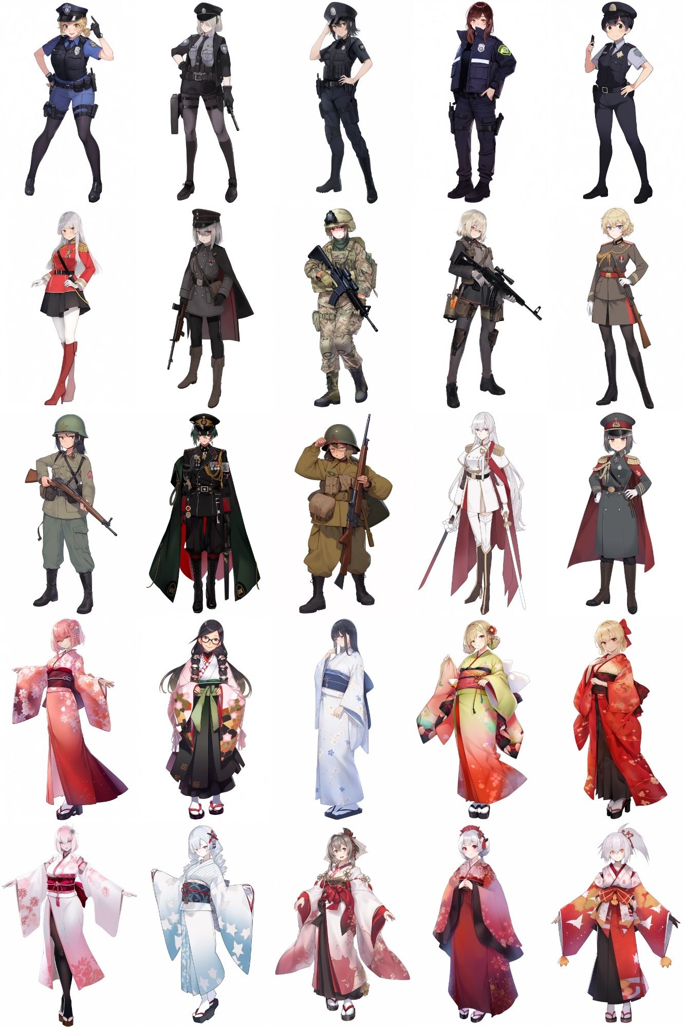 サンプル画像3:【女キャラ全身立ち絵ジョブ別5】著作権フリーの高解像度素材（100枚）(Game Material Store) [d_274273]