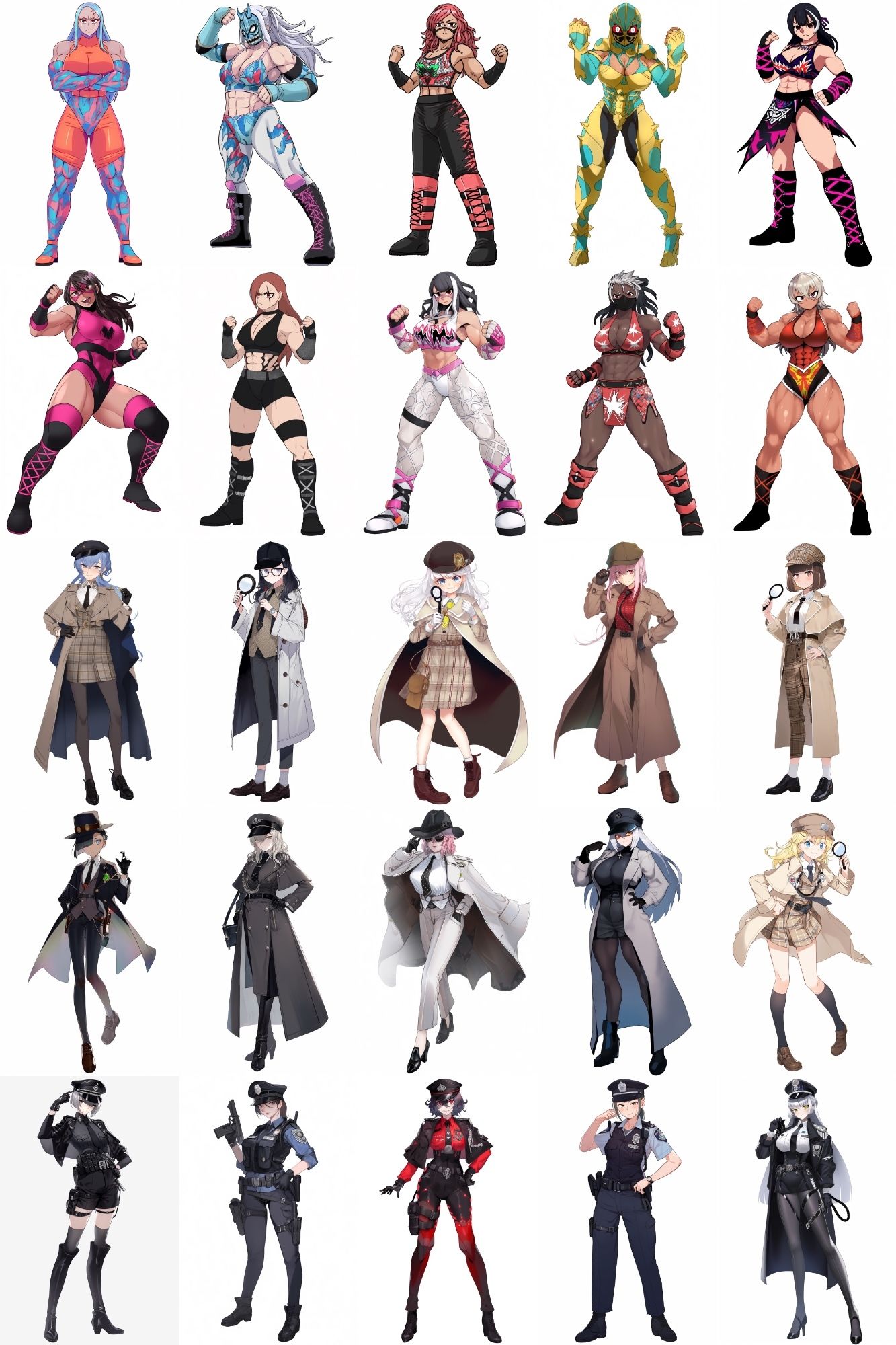 サンプル画像4:【女キャラ全身立ち絵ジョブ別5】著作権フリーの高解像度素材（100枚）(Game Material Store) [d_274273]