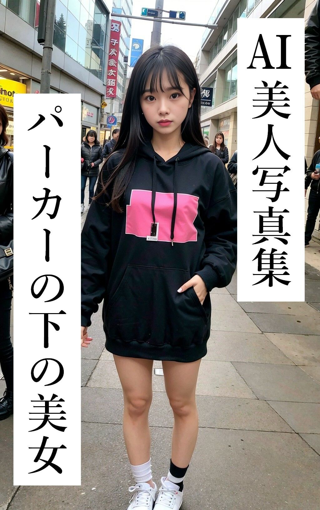 サンプル画像1:パーカーの下の美女 345枚［AI美人写真集］(AI世界出版社) [d_274378]