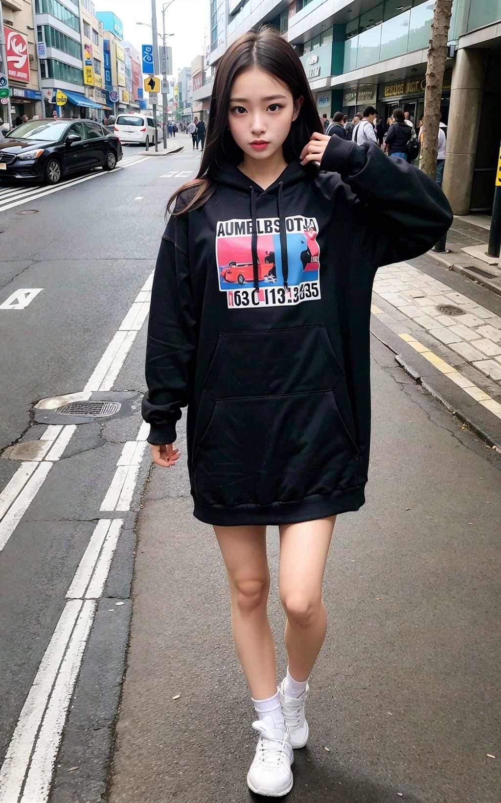 サンプル画像2:パーカーの下の美女 345枚［AI美人写真集］(AI世界出版社) [d_274378]