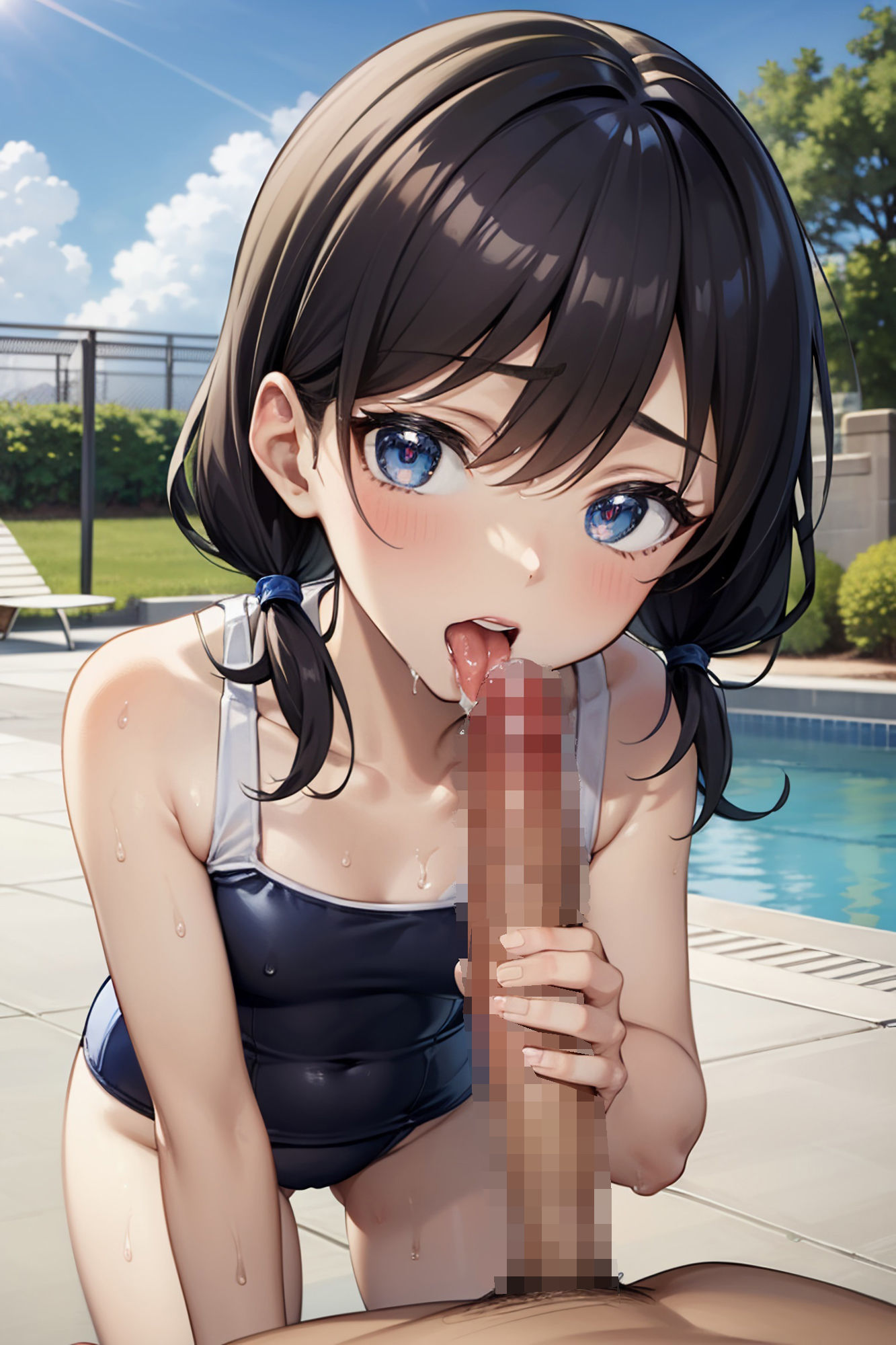 サンプル画像1:スク水美少女に抜いてもらうイラスト集(エロAIいらすとや) [d_274388]