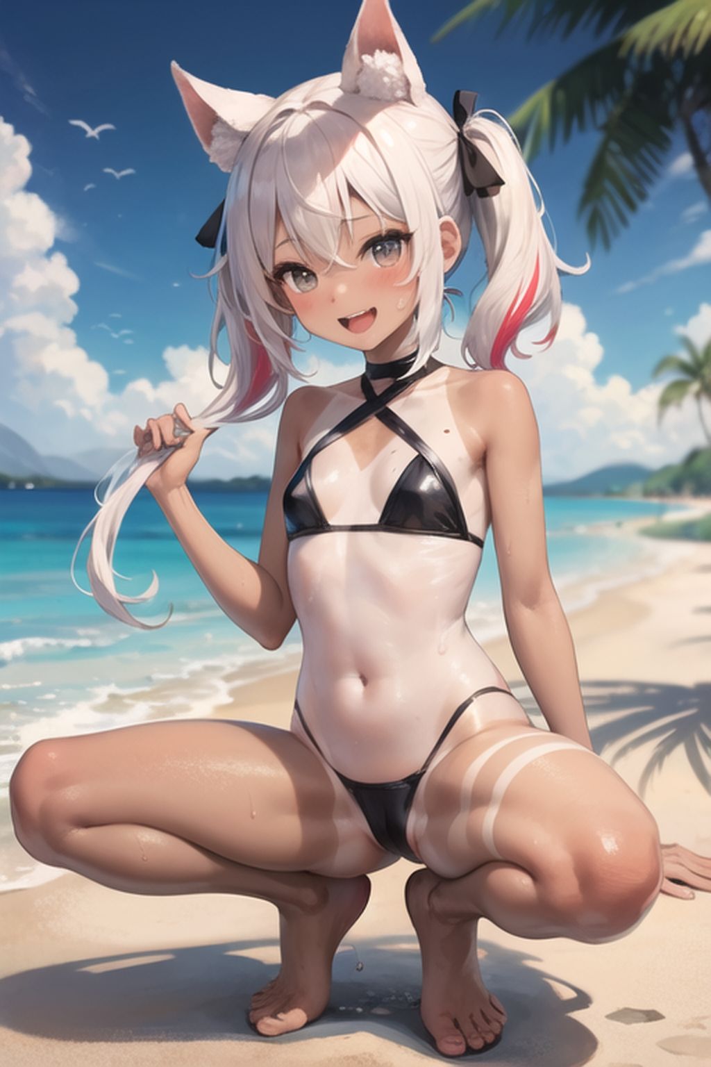 サンプル画像2:ビーチの日焼け少女集め(AIAI_MONKEY) [d_274681]