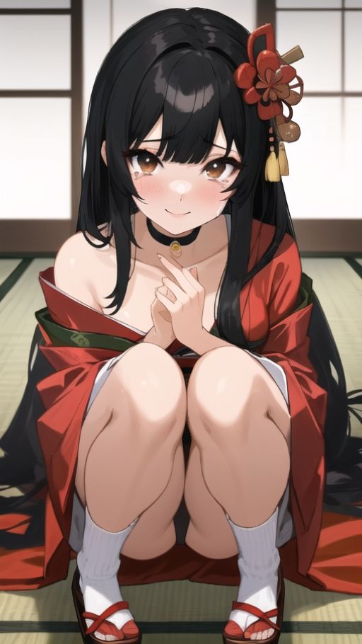 サンプル画像1:日本の伝統美を感じる着物を着た少女(ディープ・アート) [d_274691]