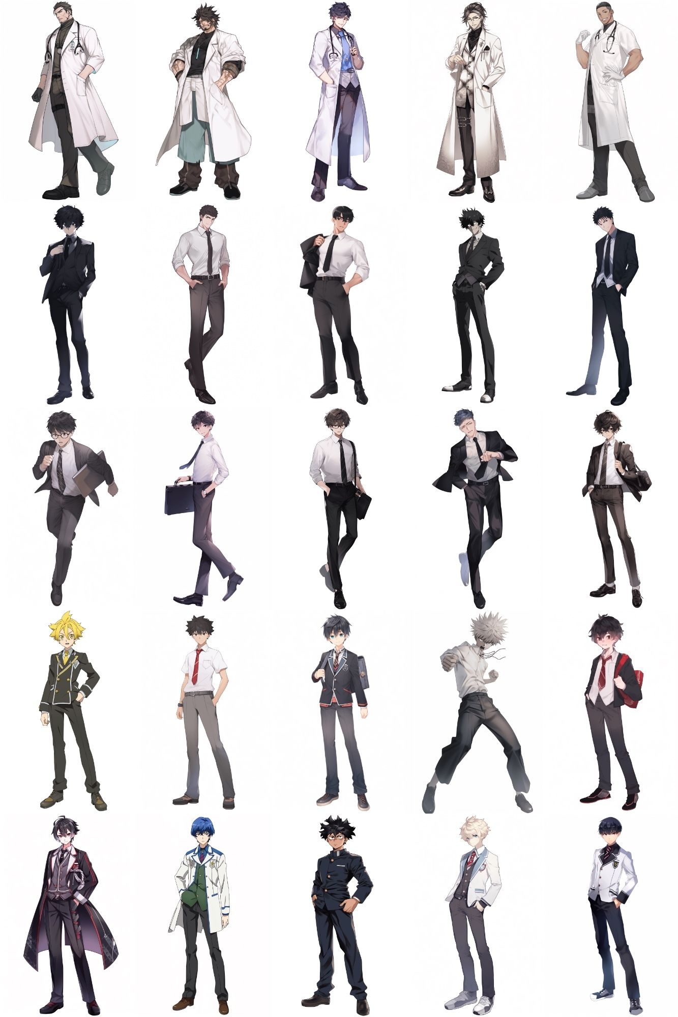 サンプル画像1:【男キャラ全身立ち絵ジョブ別5】著作権フリーの高解像度素材（100枚）(Game Material Store) [d_275076]