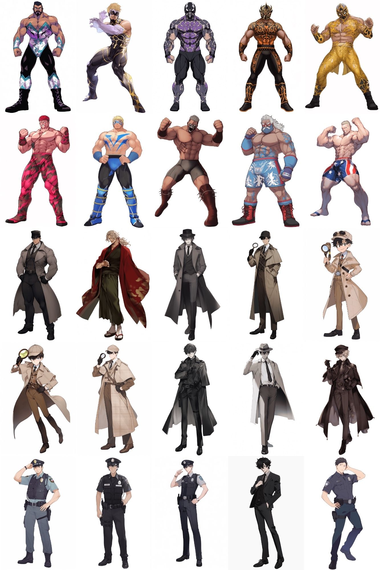 サンプル画像4:【男キャラ全身立ち絵ジョブ別5】著作権フリーの高解像度素材（100枚）(Game Material Store) [d_275076]