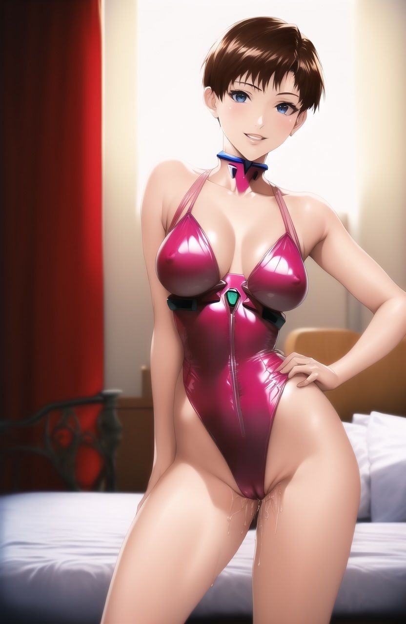 サンプル画像2:女体化⇒碇 シ〇ジ その弐 イラストCG集 プラグスーツ風レオタード(妄想にょたいか工房) [d_275533]