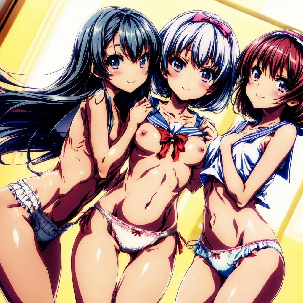 サンプル画像1:ちっぱいちゃんの笑顔が眩しいハーレムAIイラスト集※アニメ(AIイラスト冒険者) [d_275690]