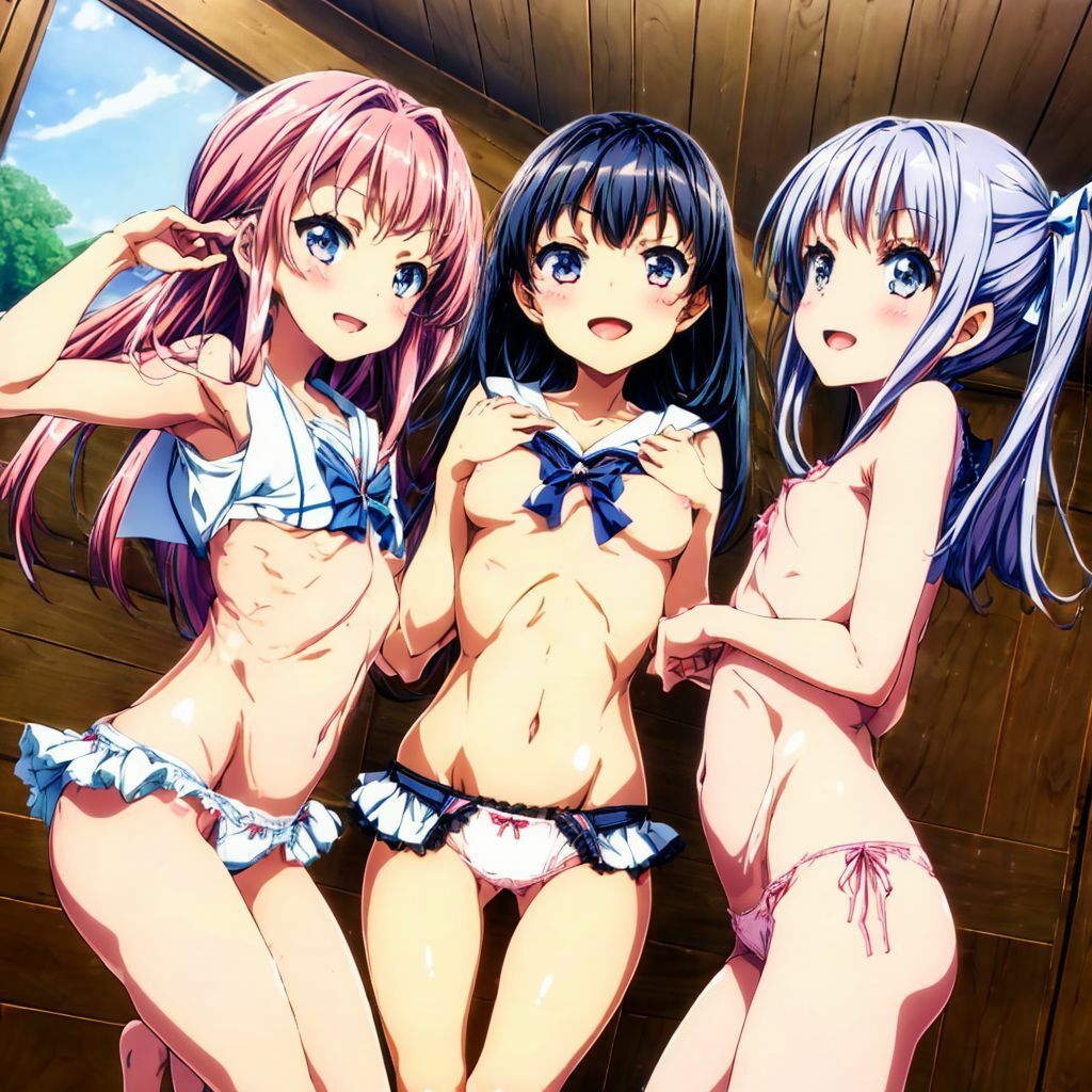 サンプル画像3:ちっぱいちゃんの笑顔が眩しいハーレムAIイラスト集※アニメ(AIイラスト冒険者) [d_275690]