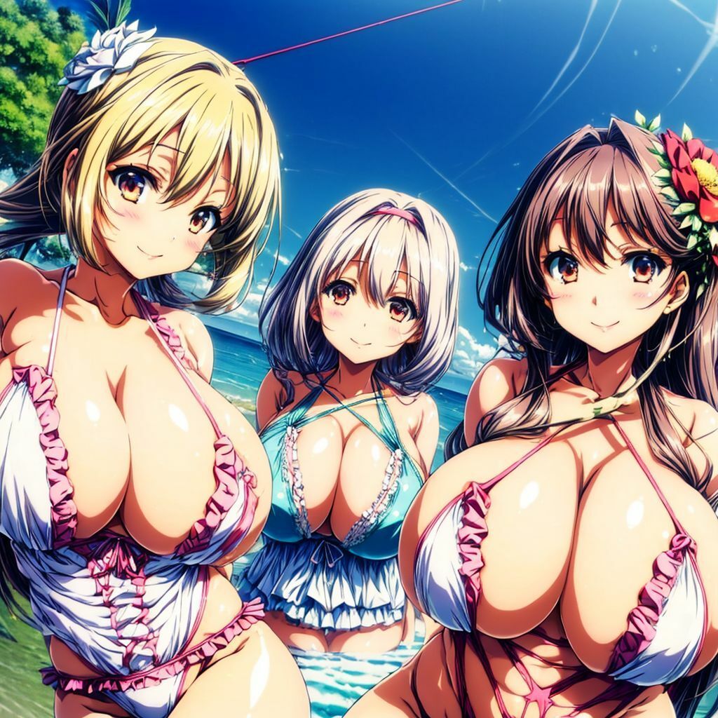 空と水着とハーレム美少女AIイラスト集※アニメのサンプル画像 6