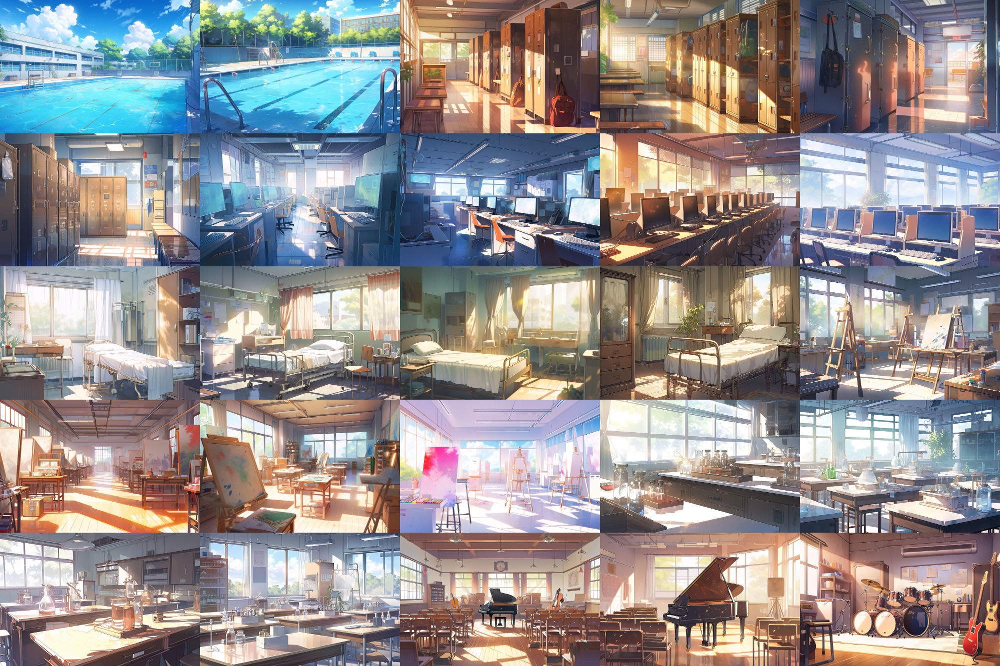 サンプル画像2:【繊細で芸術的な学校系背景】著作権フリーの高解像度画像（100枚）(Game Material Store) [d_276051]