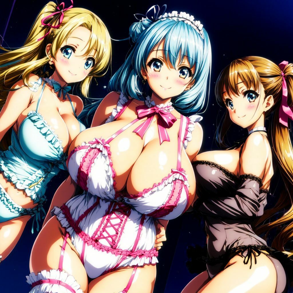 サンプル画像4:パステルカラーの水着と下着がまぶしいハーレム美少女AIイラスト集※アニメ(AIイラスト冒険者) [d_276194]