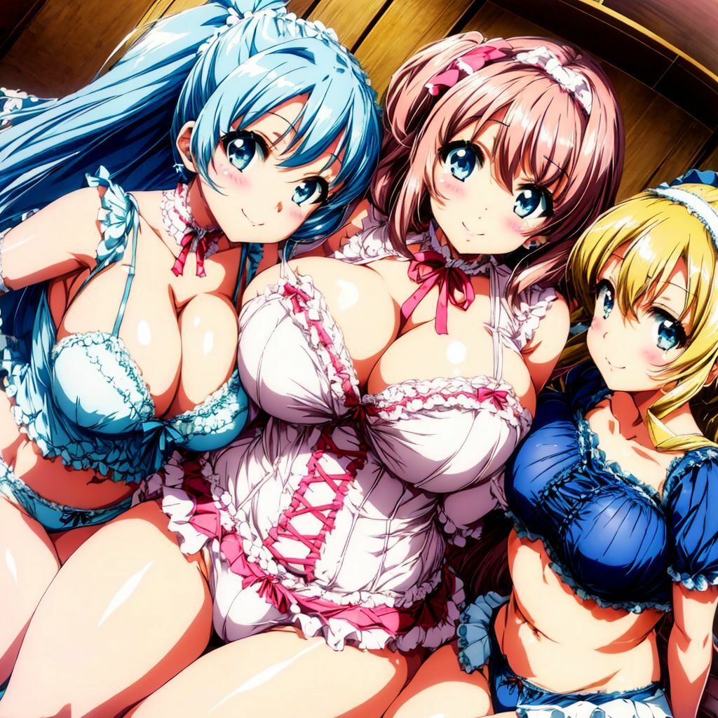 サンプル画像5:パステルカラーの水着と下着がまぶしいハーレム美少女AIイラスト集※アニメ(AIイラスト冒険者) [d_276194]