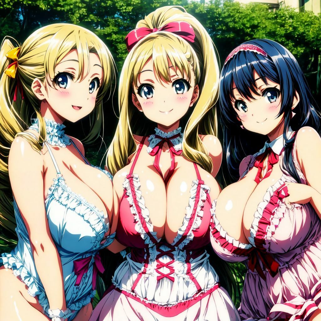 サンプル画像6:パステルカラーの水着と下着がまぶしいハーレム美少女AIイラスト集※アニメ(AIイラスト冒険者) [d_276194]