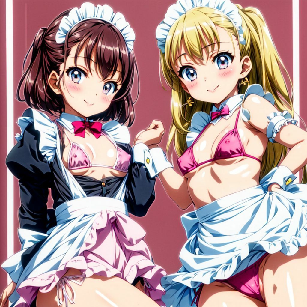 サンプル画像2:ご主人様が大好きなメイドちゃんたちの美少女ハーレムAIイラスト集※アニメ(AIイラスト冒険者) [d_276273]