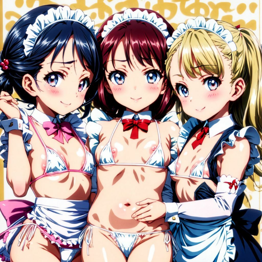 サンプル画像6:ご主人様が大好きなメイドちゃんたちの美少女ハーレムAIイラスト集※アニメ(AIイラスト冒険者) [d_276273]