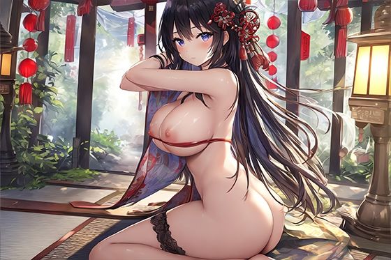 サンプル画像1:正月風ビキニの黒髪少女 / R-18 CG集 （72枚）(AngelAkiha) [d_276366]