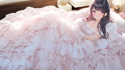 サンプル画像2:ウエディングドレス美少女セット8ベッドイン(Dresscco) [d_276874]