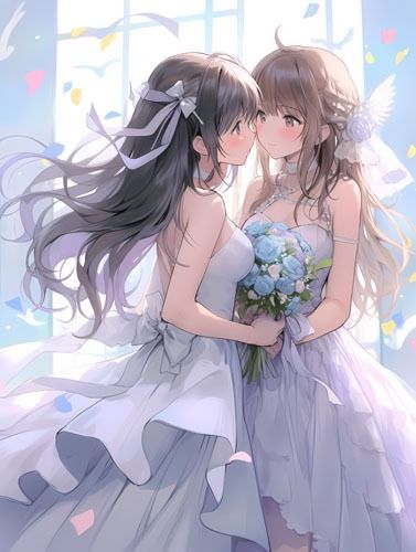 サンプル画像1:ウエディングドレス美少女（百合）チューして(Dresscco) [d_276879]