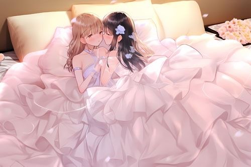 サンプル画像2:ウエディングドレス美少女（百合）チューして(Dresscco) [d_276879]