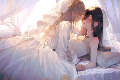 サンプル画像5:ウエディングドレス美少女（百合）チューして(Dresscco) [d_276879]